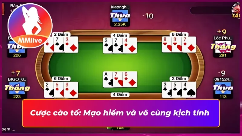 Bài Cào MMLIVE Là Game Bài Quốc Dân Khiến Cộng Đồng Dậy Sóng 4 Cược cào tố: Mạo hiểm khi "tố" nhưng nếu thắng, phần thưởng sẽ rất xứng đáng.